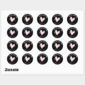 Handgemaakt met liefde hart naam URL terracotta Zw Ronde Sticker (Vel)