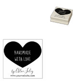 Handgemaakt met liefde - Hart - Naam & Website Rubberstempel (Gestempeld)