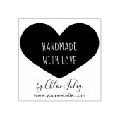 Handgemaakt met liefde - Hart - Naam & Website Rubberstempel (Afrduk)