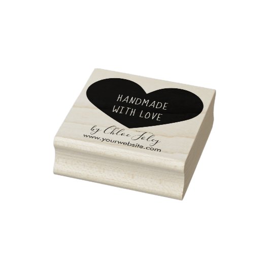 Handgemaakt met liefde - Hart - Naam & Website Rubberstempel (Stempel)