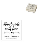 Handgemaakt met liefde - Hart & Pijlen - Naam Rubberstempel (Gestempeld)