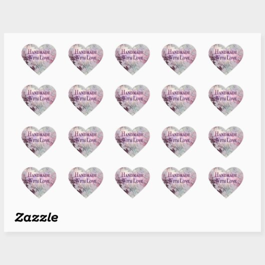 Handgemaakt Met Liefde hart stickers (roze) (Vel)