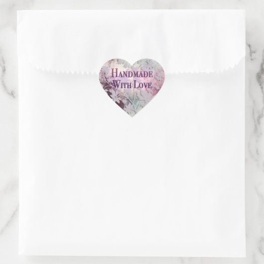 Handgemaakt Met Liefde hart stickers (roze) (Tas)