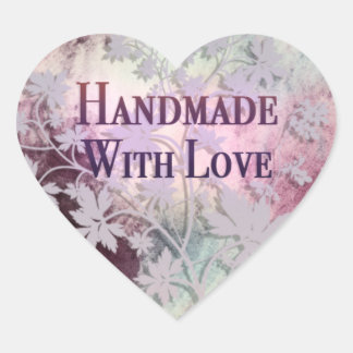 Handgemaakt Met Liefde hart stickers (roze)