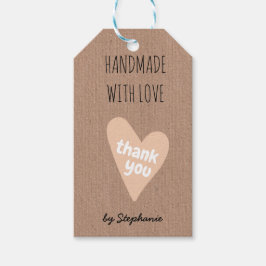 Handgemaakt met liefde Hartelijk dank Kraft Paper  Cadeaulabel