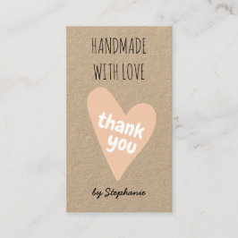 Handgemaakt met liefde Hartelijk dank Kraft Paper  Visitekaartje