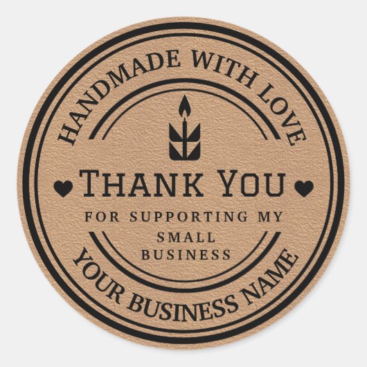 handgemaakt met liefde | Hartelijk dank voor uw vl Ronde Sticker (Voorkant)