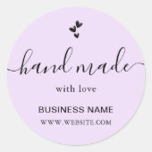 Handgemaakt met Liefde Hartnaam URL Lavendel Custo Ronde Sticker (Voorkant)