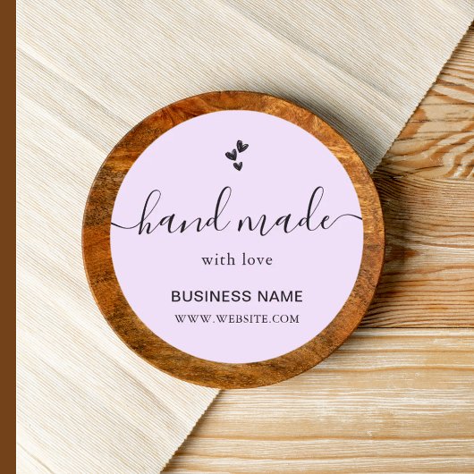 Handgemaakt met Liefde Hartnaam URL Lavendel Custo Ronde Sticker