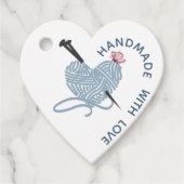 Handgemaakt met liefde - Hartvormig garen & Vlinde Bedankjes Labels (Voorkant)