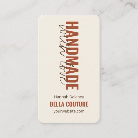 Handgemaakt met Liefde in Overmaatse Typografie Cr Visitekaartje (Voorkant)