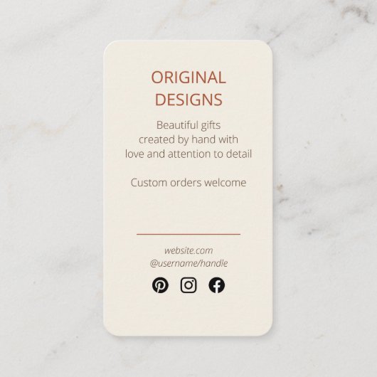 Handgemaakt met Liefde in Overmaatse Typografie Cr Visitekaartje (Achterkant)