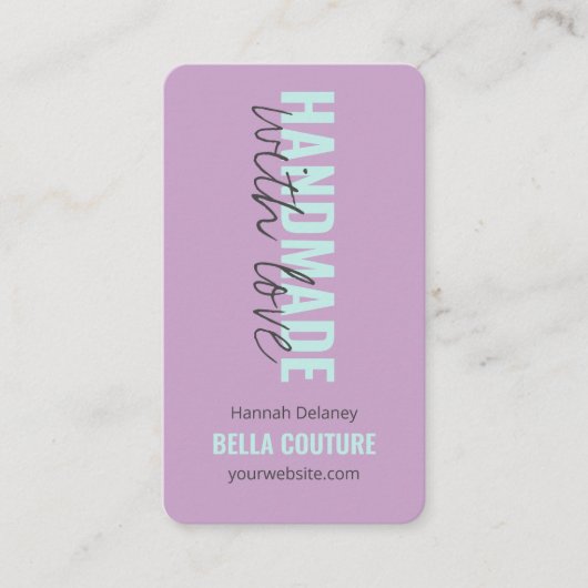 Handgemaakt met liefde in oversized typografie Lil Visitekaartje (Voorkant)