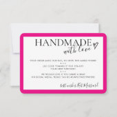 HANDGEMAAKT MET LIEFDE insert moderne chique fusch Bedankkaart (Voorkant)