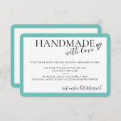 HANDGEMAAKT MET LIEFDE insert moderne chique mint  Bedankkaart (Voorkant / Achterkant)