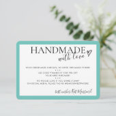 HANDGEMAAKT MET LIEFDE insert moderne chique mint  Bedankkaart (Staand voorkant)