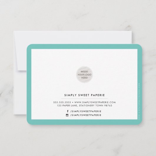 HANDGEMAAKT MET LIEFDE insert moderne chique mint  Bedankkaart (Achterkant)