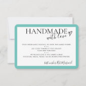 HANDGEMAAKT MET LIEFDE insert moderne chique mint  Bedankkaart (Voorkant)