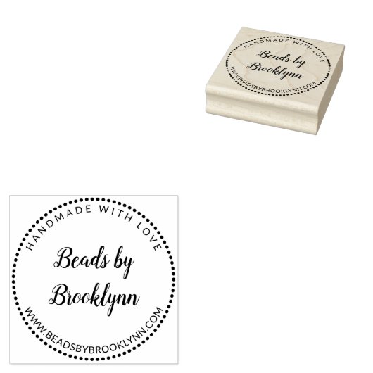 Handgemaakt met liefde kalligrafie Script Naam toe Rubberstempel (Gestempeld)