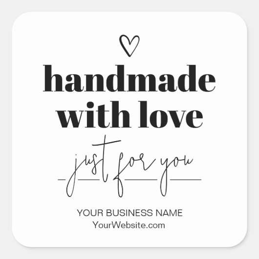 Handgemaakt met liefde klein vierkante sticker (Voorkant)