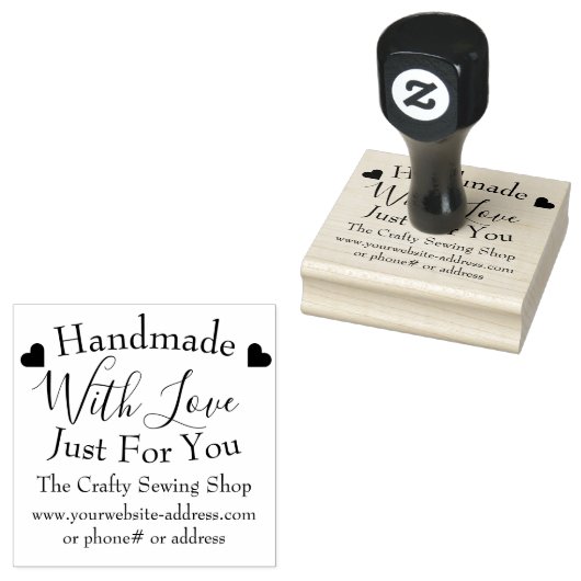 Handgemaakt Met Liefde Kleine Ambachtelijke Zakeli Rubberstempel (Gestempeld)