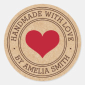 Handgemaakt met liefde Kraft Ronde Sticker (Voorkant)