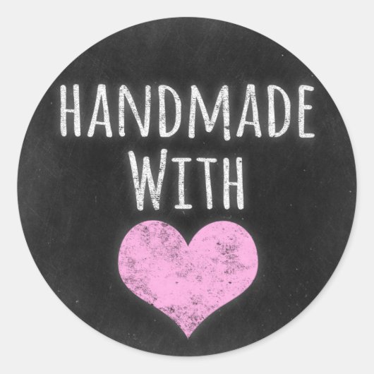 Handgemaakt Met Liefde Krijtbord Rustiek Shabby Ch Ronde Sticker (Voorkant)