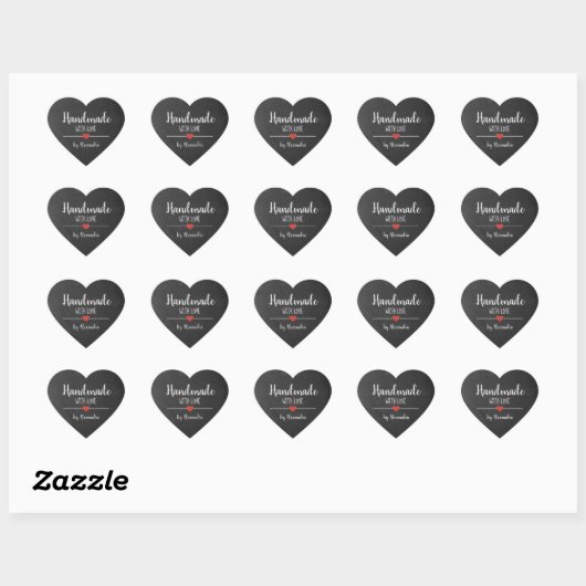Handgemaakt met liefde krijtbord script gepersonal hart sticker (Vel)
