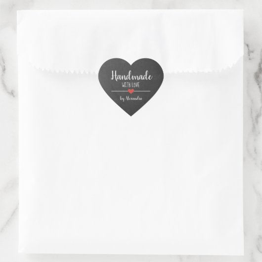 Handgemaakt met liefde krijtbord script gepersonal hart sticker (Tas)