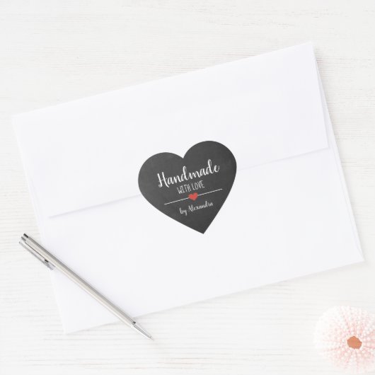 Handgemaakt met liefde krijtbord script gepersonal hart sticker (Envelop)
