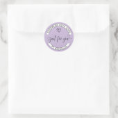 Handgemaakt Met Liefde Lavendel Elegant Script Sti Ronde Sticker (Tas)