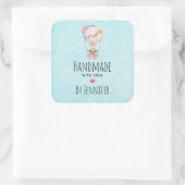 Handgemaakt met Liefde Leuke Hete Luchtballon Wate Vierkante Sticker (Tas)