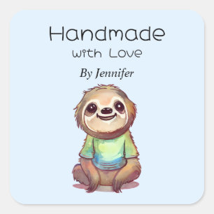 Handgemaakt met Liefde Leuke Luiaard Dragen van ee Vierkante Sticker