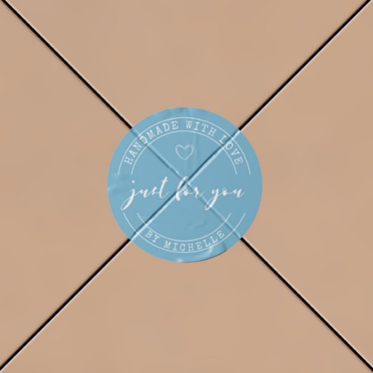 Handgemaakt met liefde Lichtblauw Gepersonaliseerd Ronde Sticker