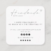 Handgemaakt met liefde Logo Small Business SocialM Vierkante Visitekaartje (Voorkant)