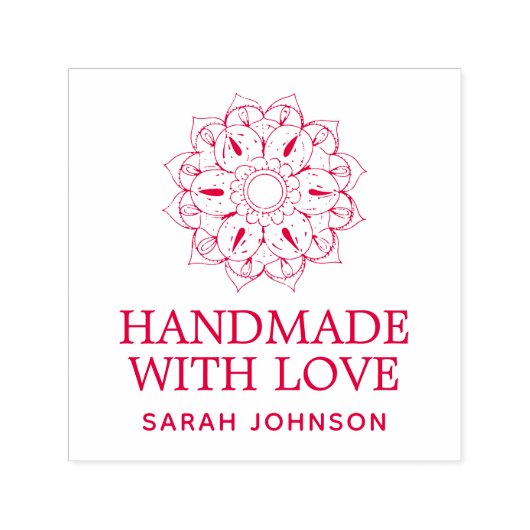 Handgemaakt met Liefde Lotus Flower op maat Zelfinktende Stempel (Design)