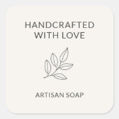 Handgemaakt met liefde minimalistische botanische  vierkante sticker (Voorkant)