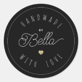 Handgemaakt met liefde minimalistische script kall ronde sticker (Voorkant)