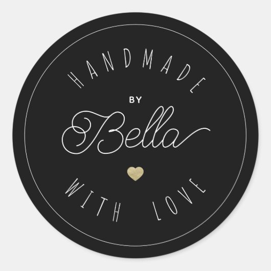 Handgemaakt met liefde minimalistische script kall ronde sticker (Voorkant)