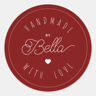 Handgemaakt met liefde minimalistische script kall ronde sticker