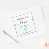 Handgemaakt met liefde mint hart ambacht bedrijf vierkante sticker (Envelop)