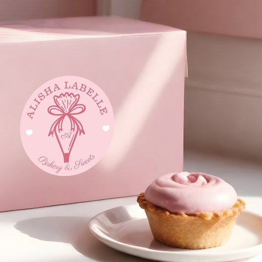 Handgemaakt Met Liefde Moderne Bakkerij Piping Bag Ronde Sticker