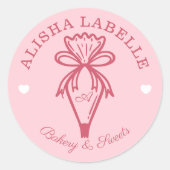 Handgemaakt Met Liefde Moderne Bakkerij Piping Bag Ronde Sticker (Voorkant)