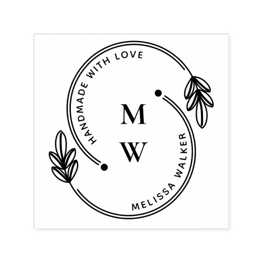 Handgemaakt met liefde Monogram Modern Zelfinktende Stempel (Design)