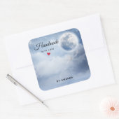 Handgemaakt met Liefde Mooie Blauwe Hemel met Zwan Vierkante Sticker (Envelop)