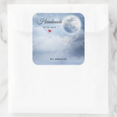 Handgemaakt met Liefde Mooie Blauwe Hemel met Zwan Vierkante Sticker (Tas)