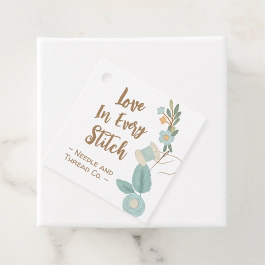 Handgemaakt Met Liefde Naaien Geborduurd Bloem Lab Bedankjes Labels (In situ)