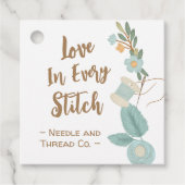 Handgemaakt Met Liefde Naaien Geborduurd Bloem Lab Bedankjes Labels (Voorkant)