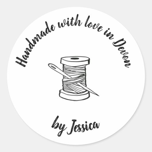 Handgemaakt met liefde naaien sticker (Voorkant)