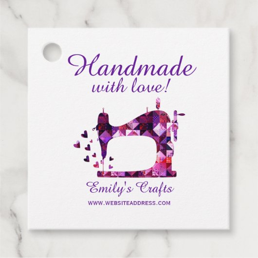 Handgemaakt Met Liefde Naaiend Ambacht Bedankjes Labels (Voorkant)